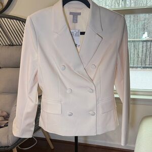 H&M Women's Off-White Double-Breasted Blazer